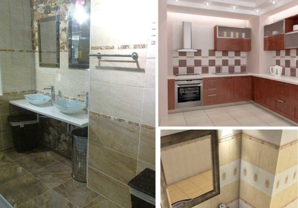 Types and sizes of wall tiles