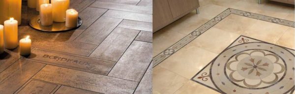 The most common types of floor tiles are square and rectangular.