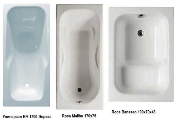 If we talk about cast-iron baths of the usual form, they can be like this