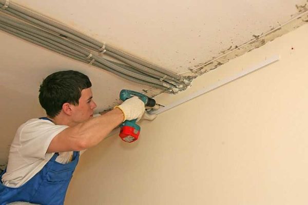 A metal slatted ceiling is a great choice for a bathroom or kitchen