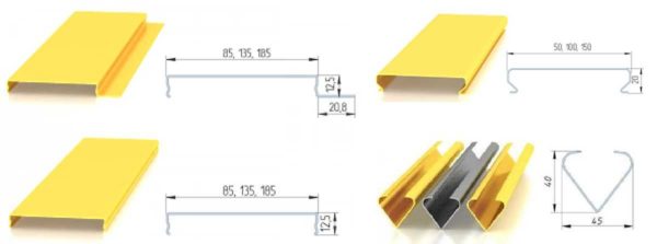Strip shapes for aluminum false ceilings