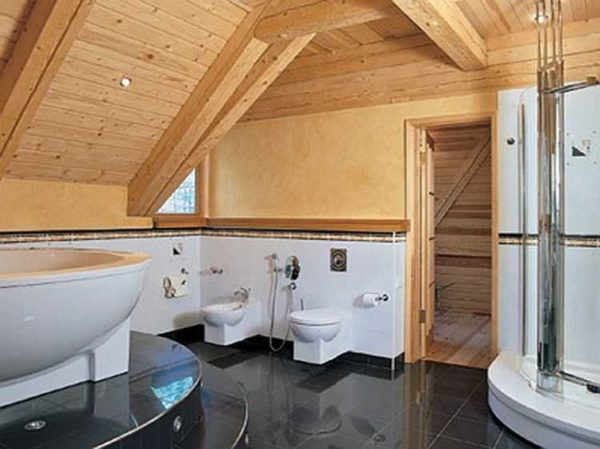 Bathroom in a wooden house - room for imagination