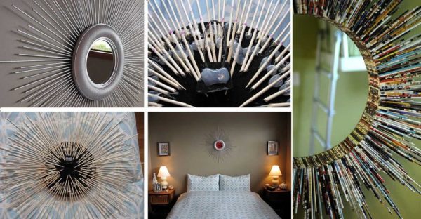 DIY mirror decor in the form of the sun