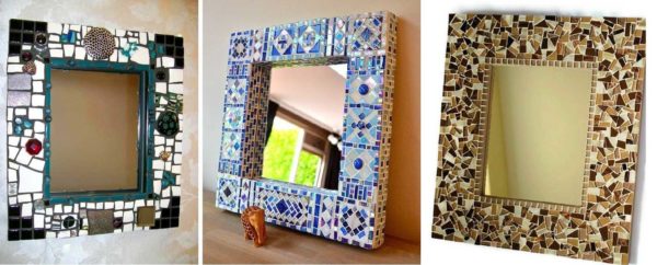 Homemade mosaic mirror frames