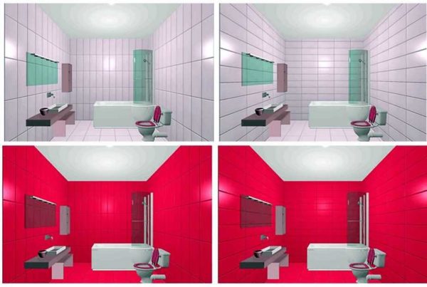 The difference in vertical and horizontal laying is only noticeable on light tiles with contrasting seams