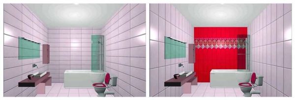 The decorative tile border closer to the ceiling makes the room taller