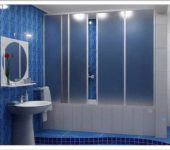 Sliding bath curtains are made of glass or plastic