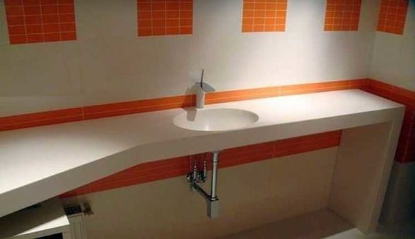 Solid worktop with sink