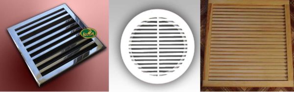 Materials for the manufacture of ventilation grilles