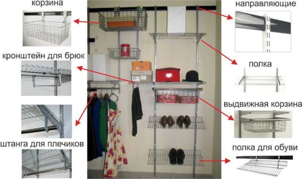 Various accessories help to rationally organize storage