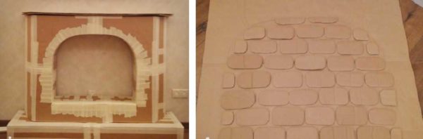 The process of making a fireplace from cardboard