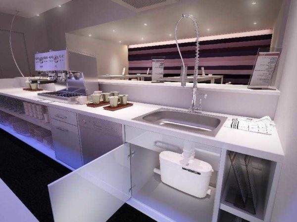 A sewage pump can be installed in the kitchen - to drain waste from the sink and / or dishwasher