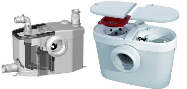 Examples of toilet and bathroom sewer pumps