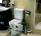 The sewage pump for the toilet and other plumbing is small