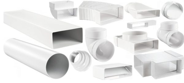 Such a set of shaped elements allows you to compose a ventilation system of any complexity from plastic pipes