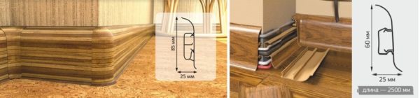 This skirting board with cable channels consists of two parts