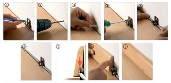 Fastening plastic skirting boards with clips