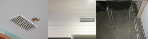 According to the installation method, diffusers are ceiling (most), wall and floor