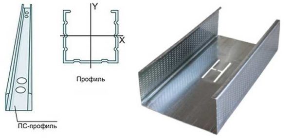 The rack profile for plasterboard has additional stiffeners and shelves