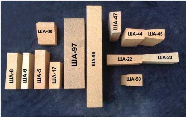 Some types of refractory bricks: sizes may vary, but they are all standardized