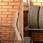 Tire storage shelf - great homemade garage