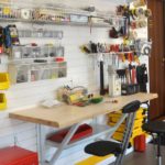 Option with a small folding table for very tight garages