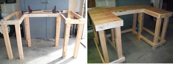 U-shaped workbench for garage
