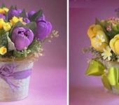 A bouquet of corrugated paper with sweets is a nice surprise