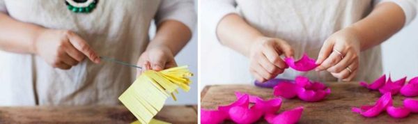 We start to make a peony from corrugated paper