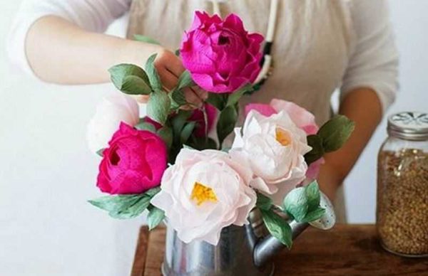 You can make such a bouquet of paper peonies with your own hands.