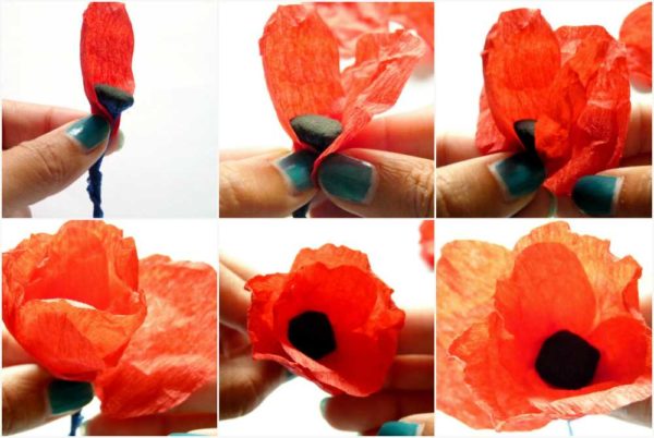We collect flowers from corrugated paper with our own hands