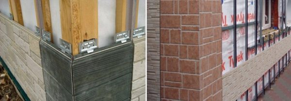 Fiber cement facade panels for exterior decoration of the house are mounted on clamps