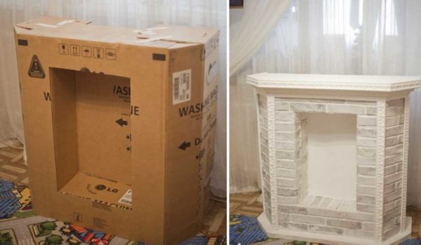 One large box will make a medium-sized fireplace