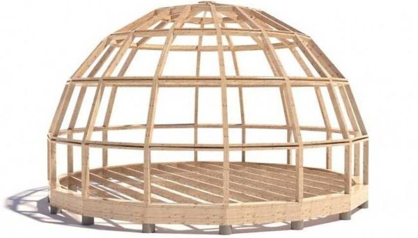 A stratodesic dome consists of rectangular-like fragments (a trapezoid with a slight slope of the sides)