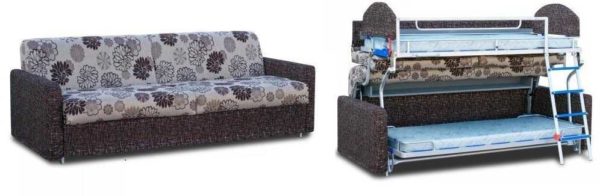 The sofa turns into a bunk bed