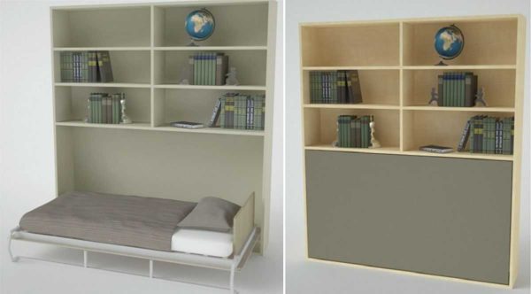Convertible bed built into the wardrobe