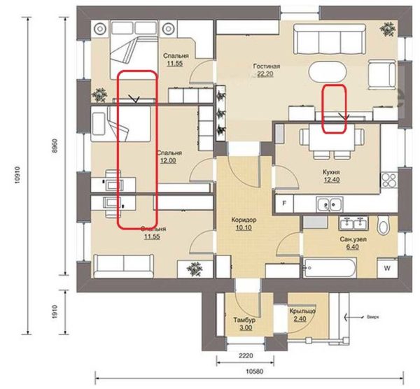 If you need a separate kitchen and living room. Practical location with a small corridor