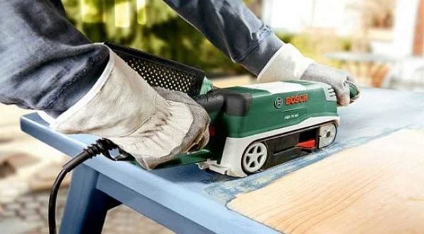 A belt sander is good if you need to remove the old coating - paint varnish