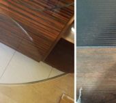 Two types of design of the junction of tiles and laminate - with and without a threshold
