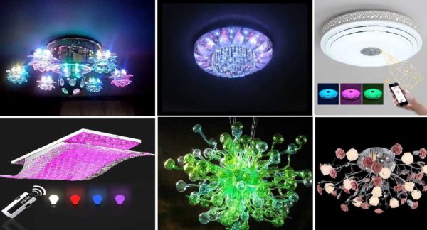 Some LED home chandeliers with remote control can also change color.