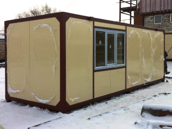 Metal dacha two-room change house with shower and toilet