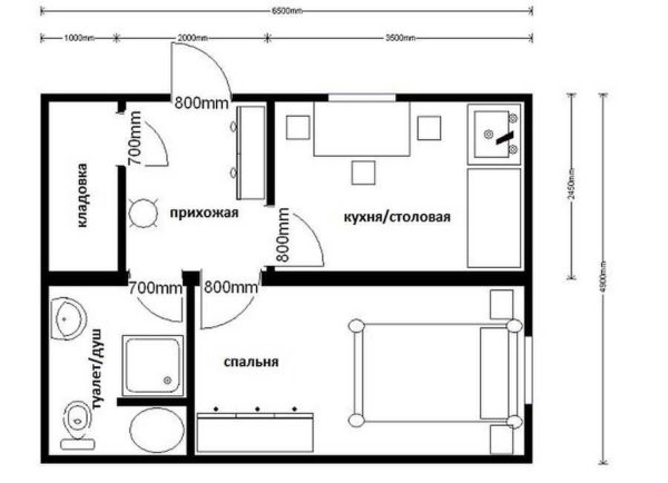 Change house 8 * 4 - there is enough space for a comfortable arrangement of life