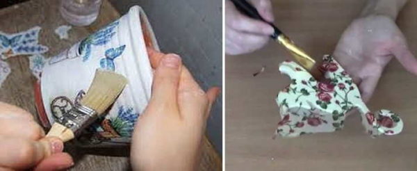 You can work with a brush or fingers