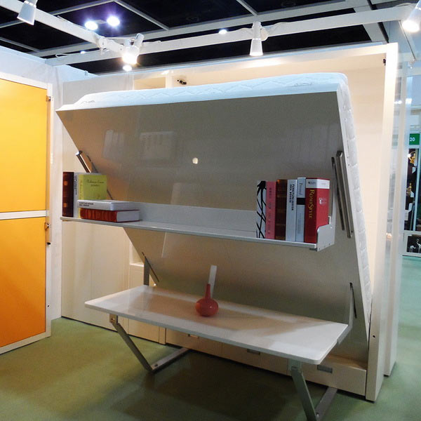 Vertical bed-table. This type of convertible furniture is not very common, but it can be in demand in small apartments.