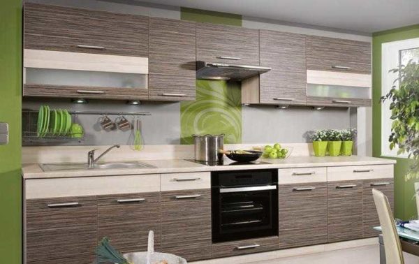 An economy-class modular kitchen made of laminated chipboard can also be in a modern style
