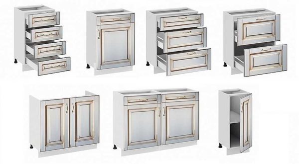 Floor-standing modules for prefabricated kitchen