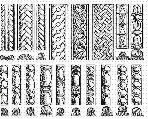 Several traditional patterns for decorating platbands