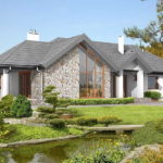 Neighborhood with solid stone wall creates contrast