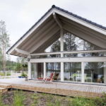 The entire front part is lined with glass