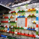 Plastic pipes can be used as a trap under the pots - drill holes in them for the pot